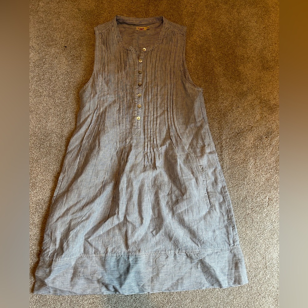 Faherty Pinstriped Linen Dress